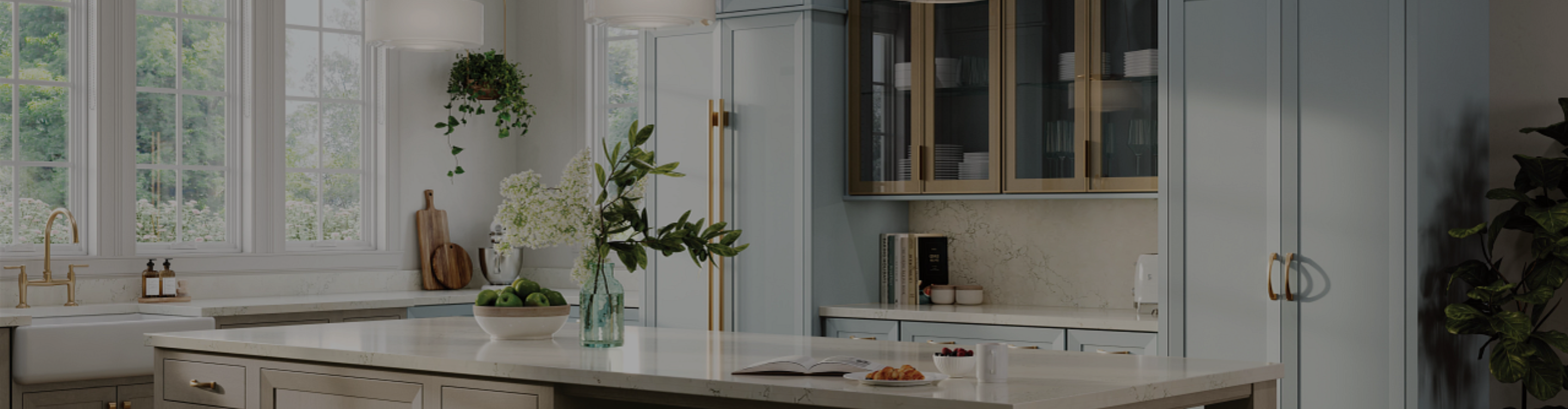 Kitchen with light blue cabinetry