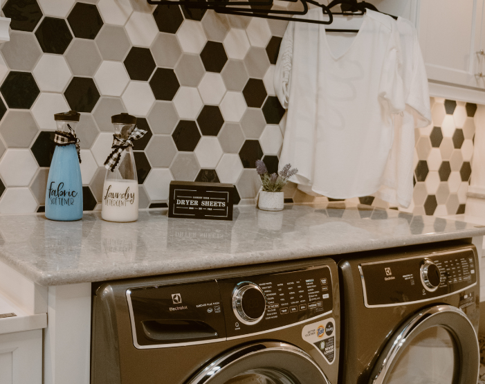 quartz countertops in a laundry room