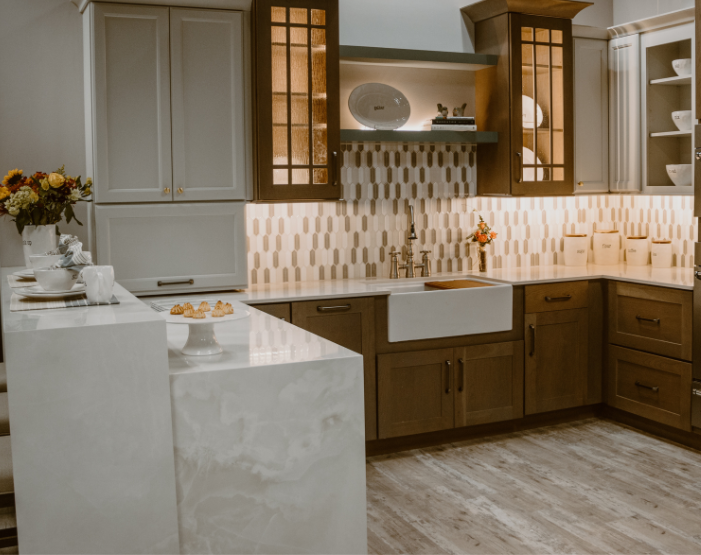 waterfall countertops on display at Kiba Studios in Johnstown